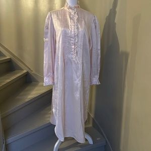 Long Satin Nightgown, Ruffled Collar, Size Large